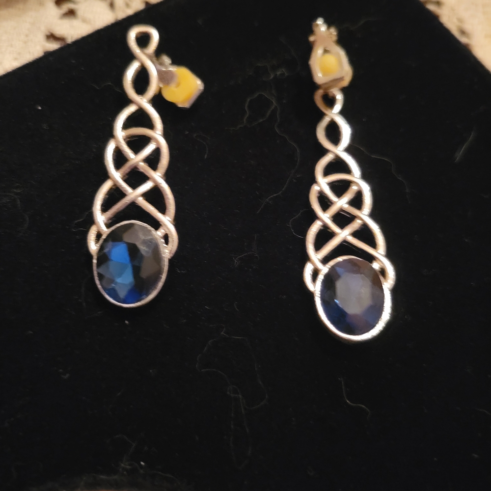 Elegant Silver and Blue Drop Earrings